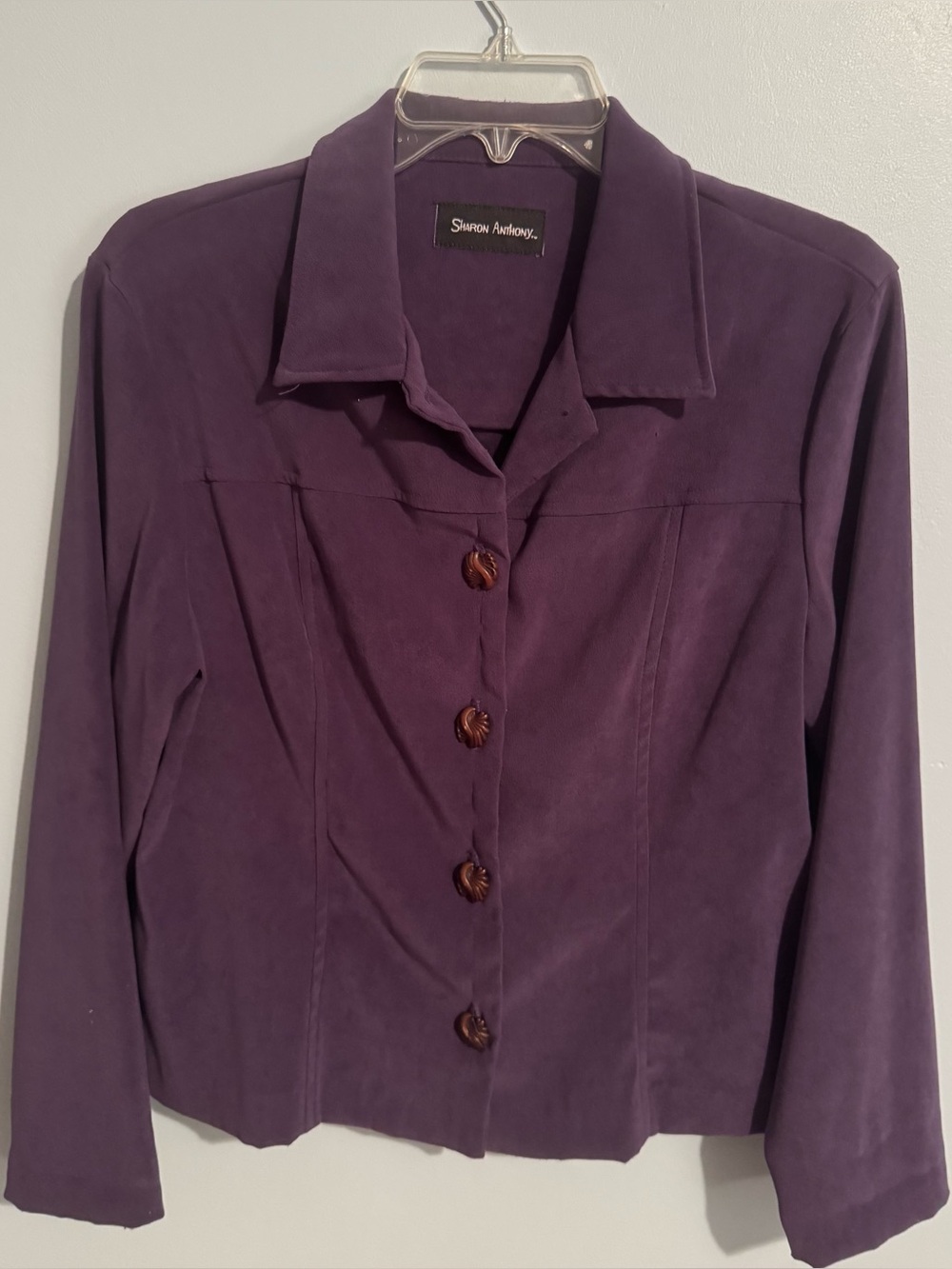 Sharon Anthony Purple Button-Front Women's Top